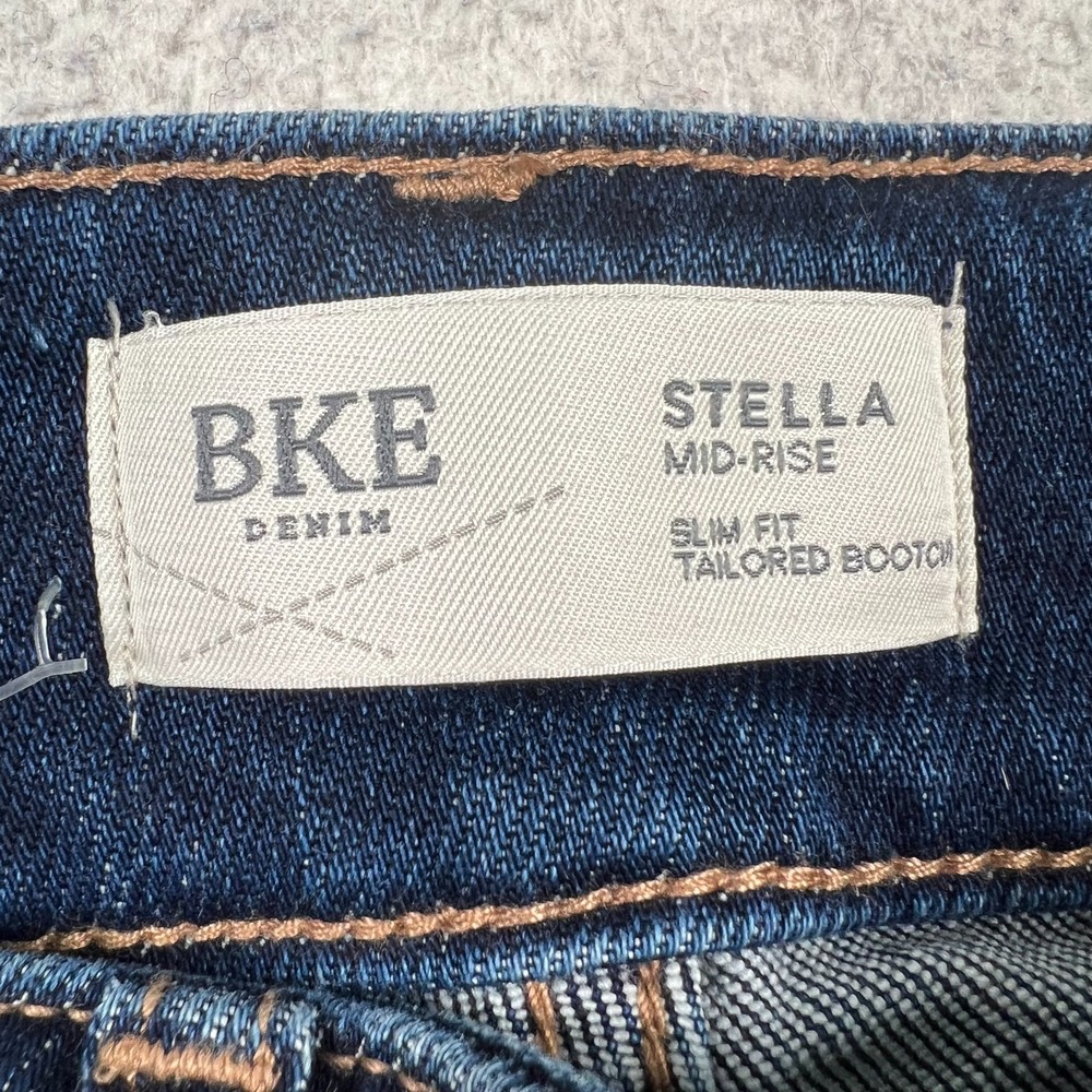 BKE Stella Jeans Women 25x29.5 Mid Rise Slim Tailored Bootcut Stretch Whiskered - Picture 2 of 12